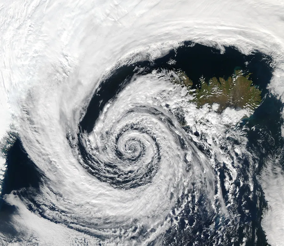 Imagem da formação de um ciclone, visto do espaço
