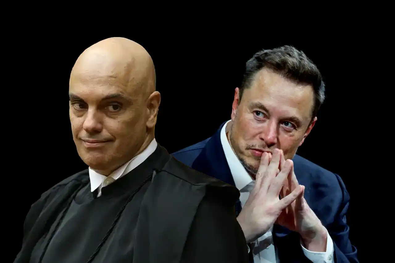 Alexandre de Moraes e Elon Musk (Montagem:IM)