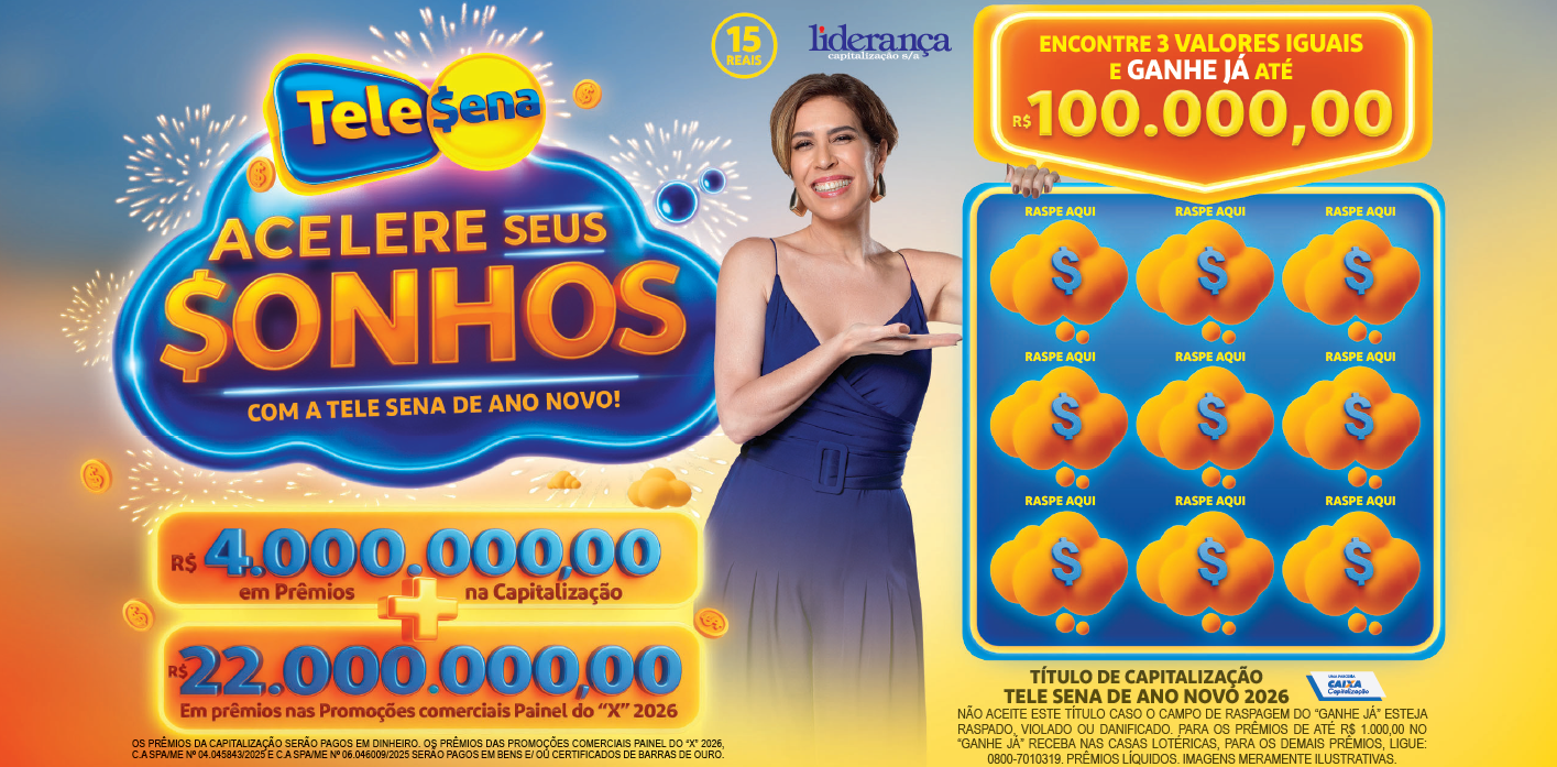 Tele Sena de Ano Novo 2026 amplia prêmios e acesso ao Painel do X